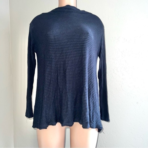 We The Free People Women’s XS Black Robbed Soft Rayon Long Sleeve Knit Top Mock - Picture 5 of 7